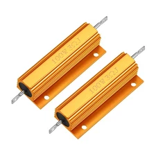 2 x Aluminum Case Resistor 100W 3 Ohm Wirewound Yellow for LED Converter
