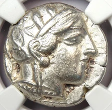 Ancient Athens Greece Athena Owl Tetradrachm Silver Coin 440-404 BC - NGC Ch VF