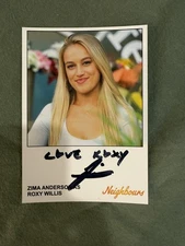 Zima Anderson Neighbours Hand Signed Fan Card (Roxy Willis)