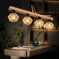 HäNgeleuchte Pendellampe HäNgelampe 4 Flammig Boho Hanfgeflecht Holzoptik 120Cm