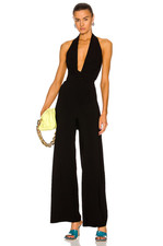 Norma Kamali Halter Wrap Straight Leg Jumpsuit in Black S NWT 200