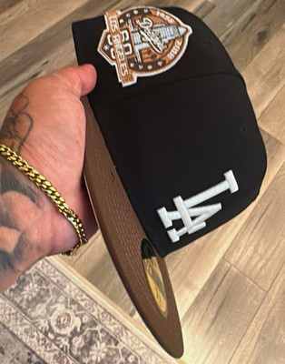 New Era Los Angeles Dodgers 59FIFTY MLB Black Brown Fitted Hat Cap 7 1/4