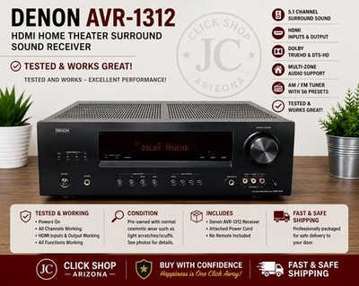 Denon AVR-1312 HDMI Home Theater Surround Sound Receiver Tested Works