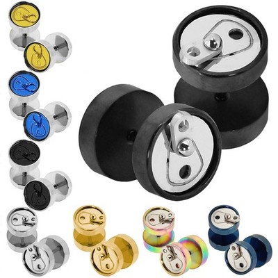 1 Paar Ohrstecker Dose Fakeplugs Fake Edelstahl Ohrring Hantel Piercingschmuck