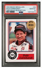 1994 Maxx Medallion Dale Earnhardt Card #99/PSA 10 Gem Mint, 39/999 LOA/COA