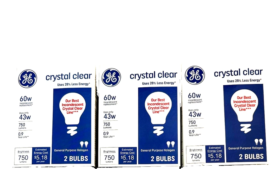 6 Bulbs 3 Pack Light Bulbs Decorative & ceiling fan GE Glass Dimmable Classic - Image 2 of 3