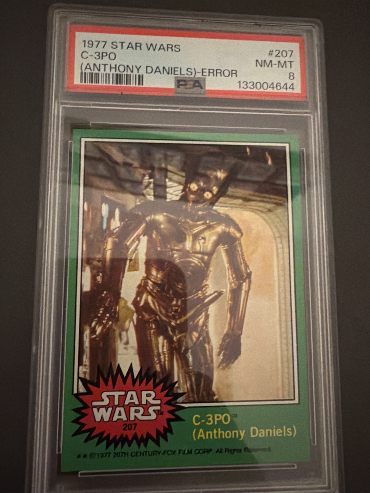 1977 Topps Star Wars #207 C-3PO Error New cert  PSA 8 NM-MT  Anthony Daniels Rod