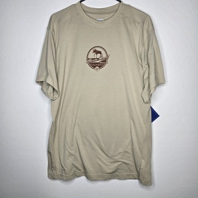 Columbia Titanium Moose Drool Brown Ale Graphic T Shirt Mens Large Beige