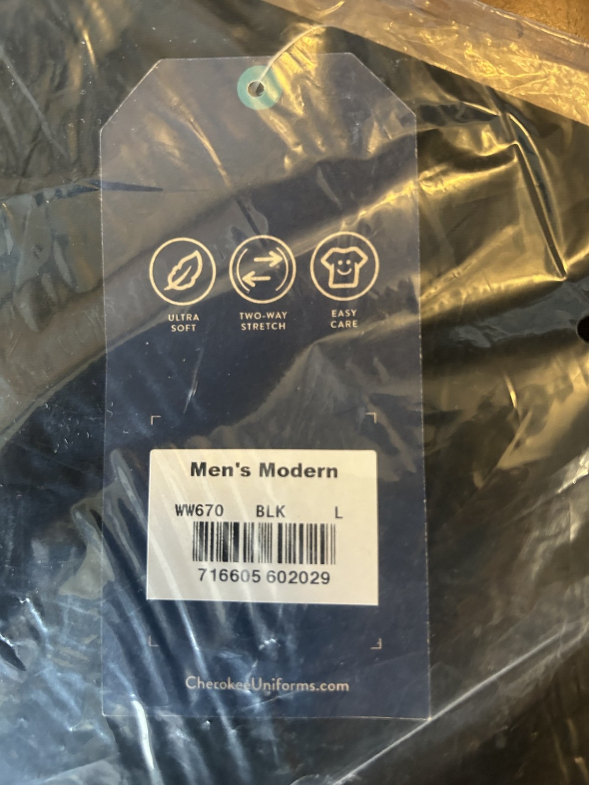 Mens Cherokee WW670 Black 3 pocket Scrub Top V-Neck Size Large Brand New Sealed