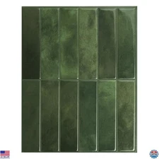 Smart Tiles 5 Sheets 11.43'' x 9'' 3D Peel and Stick Backsplash - Sefrou Green