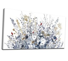 Flowers Canvas Wall Art for Living Room 40L" x 20W" Watercolor Botanical Floral