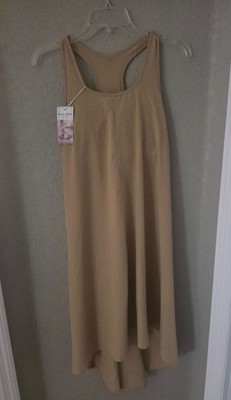 Halara Tan Lightweight Hi Lo Hem Padded Performance Tank Maxi Dress M NEW