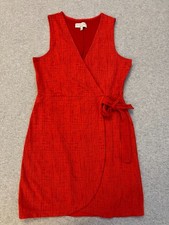 Madewell Texture and Thread Mini Dress Small Red Crosshatch Side Tie Faux Wrap