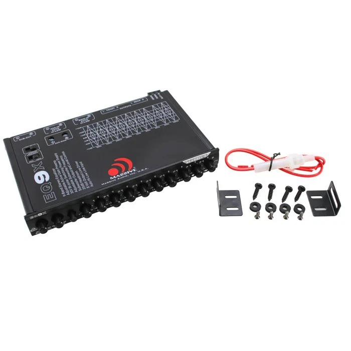 MASSIVE AUDIO EQ9X 9-BAND GRAPHIC EQUALIZER HALF-DIN CAR EQ w/ 3.5mm AUX INPUT - Image 2 of 3