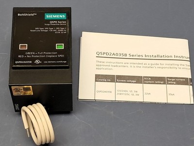 Siemens Boltshield QSPD 35kA, 2-Pole, Single Phase, Type-1 Plug-In Surge Protect