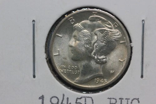 1945-D 10c MERCURY DIME, GEM BU+/MS FSB, NICE+, WHITE+, SHARP , Mint Luster
