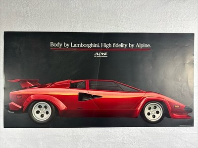 Vintage 1981 Body By Lamborghini High Fidelity By Alpine Poster Red 18 1/2 x 37