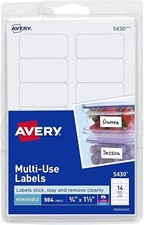 Avery 05430 Removable Multi-Use Labels, 3/4 x 1 1/2, White, 504/Pack