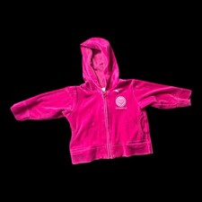Oshkosh Y2K Vintage Pink Velour Zip Up Heart Hoodie Sz 12M