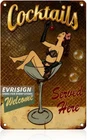 Cocktail Tin Sign Vintage Metal Sign Retro Funny, 8 x 12 Inch