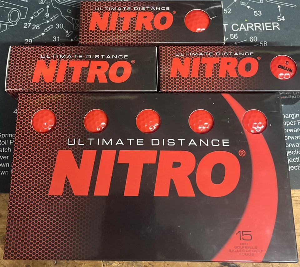 Pelotas de golf Nitro Ultimate Distance rojas 24 pelotas en total nuevas Foto 2 de 2