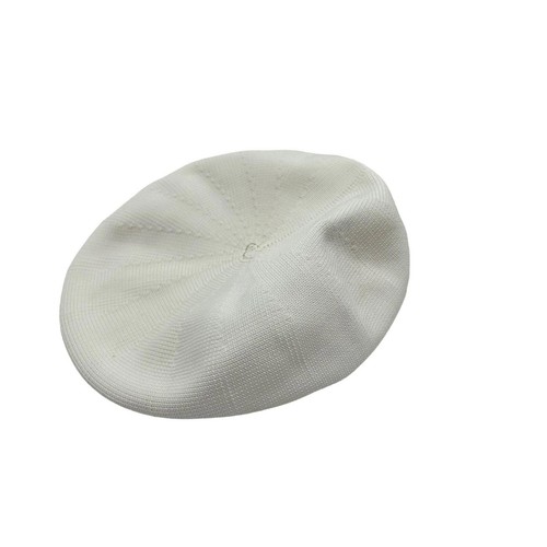 Vintage Mens Beret Flat White Knit Hat Cap Made in Hongkong Collectible