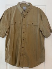 Carhartt Men's XL Relaxed Fit Short Sleeve Beige Button Up Shirt 101555 253 EUC