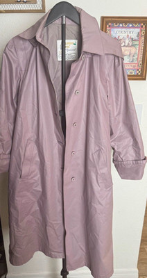 Vintage London Fog Maincoats Women's Dusty Mauve Rain Coat 8 Petite Button Front