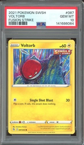 Pokemon TCG SWSH Fusion Strike #087 Voltorb PSA 10 Tomokazu Komiya