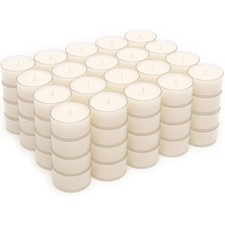 Bulk 24 Pack Unscented Smokeless Long Burning Clear Cup Tea Light Candles with 8