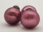 Vintage Bright Pink Kugel Style Glass Crackle Glass Ornament 3" ~ Set Of 3 — photo 6