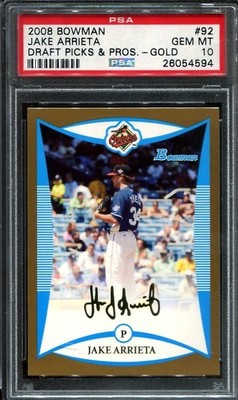 2008 Bowman Gold Jake Arrieta #92 Rookie RC PSA 10 pop 4