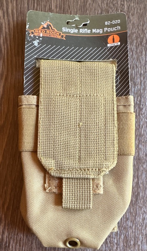 Red Rock Outdoor Gear Single Rifle Mag Pouch MOLLE Tan Holds 2 20/30rd 82-020