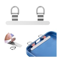 2 PCS Ultra-Thin Stainless Steel Phone Tether Tab with Two Hooks for Lanyard