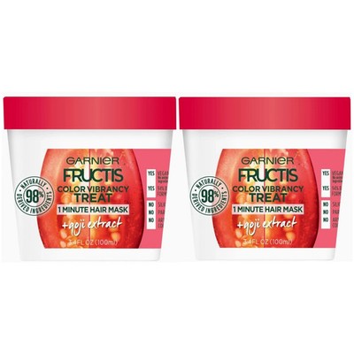 2 Garnier Fructis Color Vibrancy Treat 1 Minute Hair Mask with Goji Extract