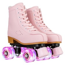 YYW Roller Skates for Girls and Women, Fantastic Pink Purple PU Leather Light...