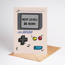 Geschenk Junge 16 Jahre Geburtstagskarte Teenager A6 16 Jahre Gameboy