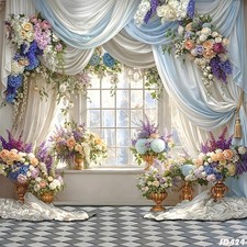 10'x10'CP Flower Curtain Hall Scenic Microfiber Fabric background backdrop SD424