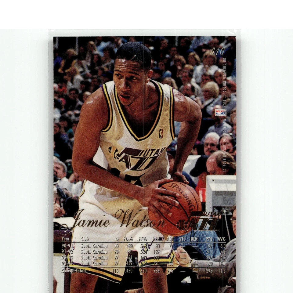 Jamie Watson 1994-95 Fleer Flair #316 Utah Jazz - Image 2 of 2