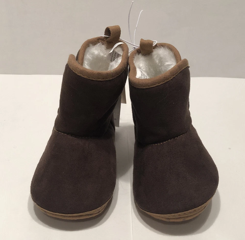 Botines forrados de piel sintética de gamuza marrón para niños/niñas nuevos con etiquetas - talla 3-6 meses Foto 2 de 4