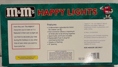 M&M Happy Lights 10 String Christmas Holiday Decor Multi Color