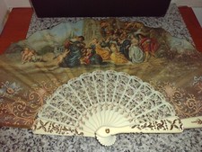 Antique Old Spanish Hand Fan with Box. Vintage.