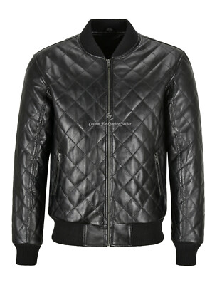 Herren 70er Jahre Bomber Lederjacke schwarz gesteppt Straße inspiriert Retro Jacke 275-D