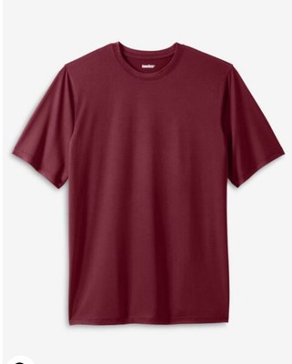 King Size Men's 5XL Burgundy Crewneck Short Sleeve Moisture Wicking T-Shirt