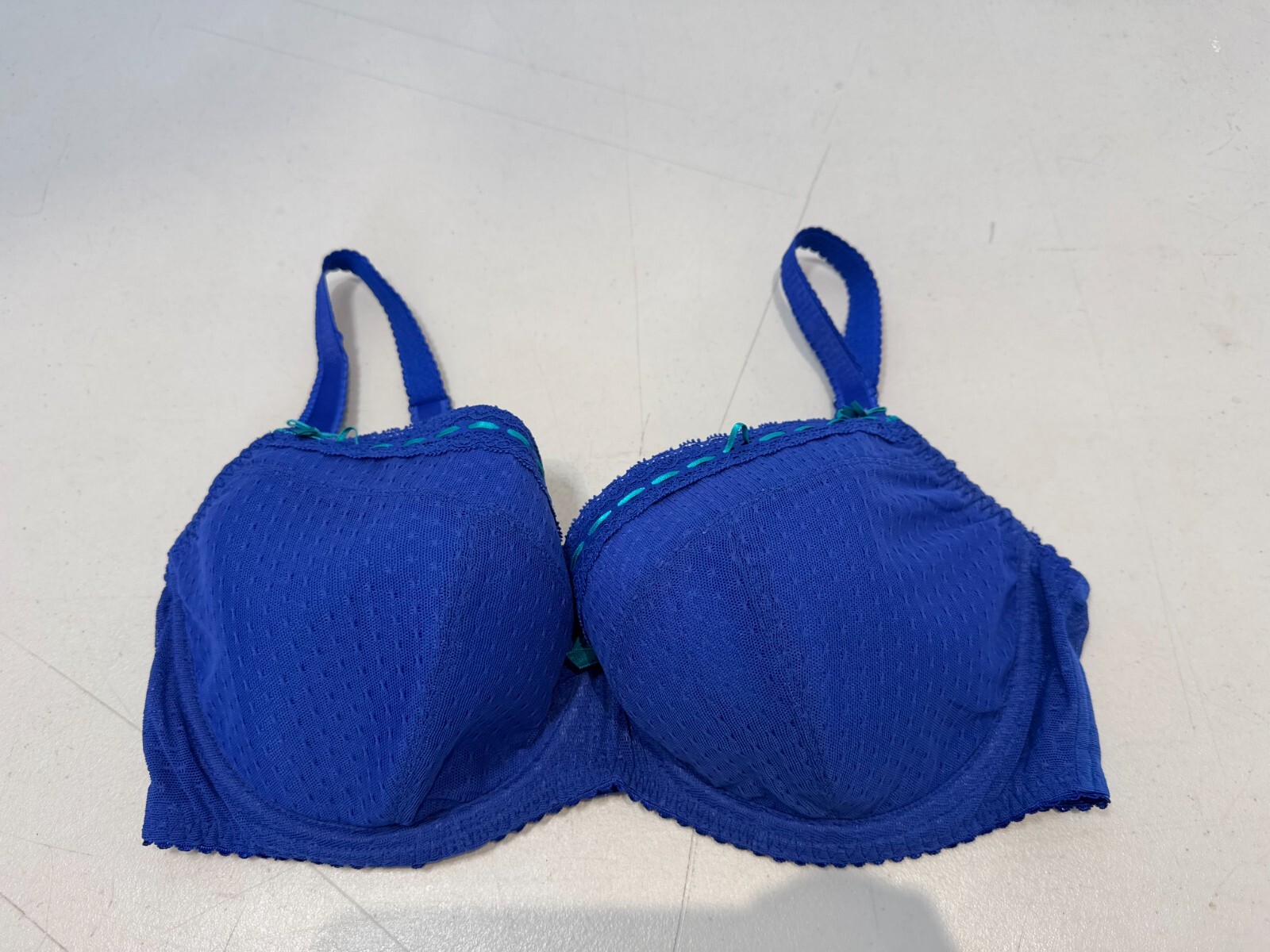 Debenhams Gorgeous Bra Underwired Padded Lace Detail Full Cup Bra Size 36E Blue