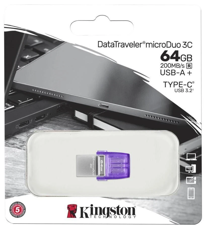 Datatraveler Microduo 3C Doppio Interfaccia USB Flash Drive,64GB - - Immagine 3 di 3