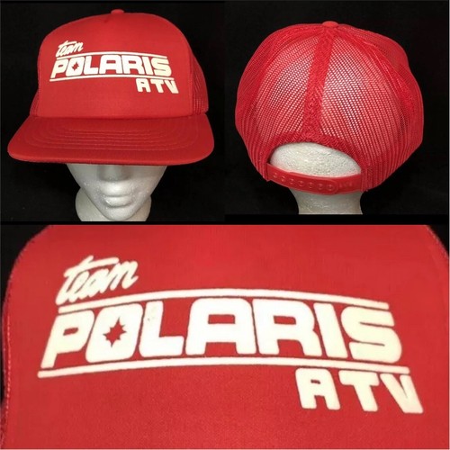 Polaris Racing Cap Vtg Team Polaris Mesh Trucker SnapBack Hat ATV Race Logo Cap Quad Farm ...