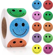 1 Inch Shiny Happy Face Stickers Circle Dots Labels Reward Stickers Teachers Sti