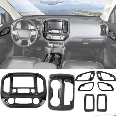 8pcs  Carbon Center Control inner Kit Combination Cover Trim for Chevy Colorado