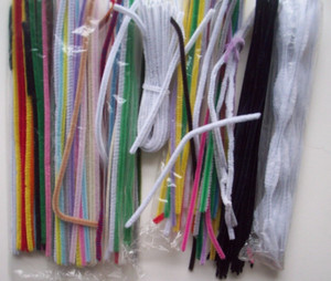 Lot of colored pipe cleaners craft use